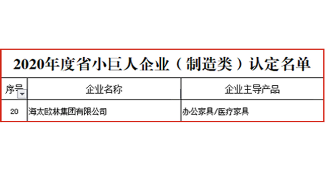 喜報 | 海太歐林集團入選省級專精特新小巨人企業